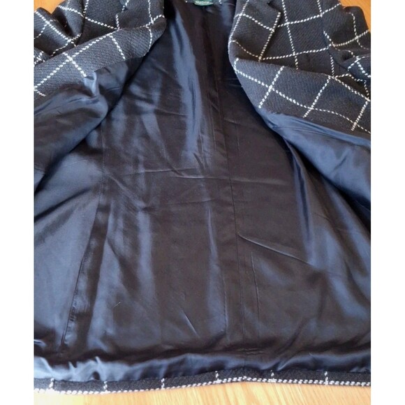 Vintage LAUREN Ralph Lauren Women's Wool Black N White Lined Blazer Size 16 - Picture 12 of 16